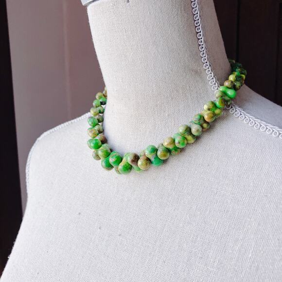 Signed Jay King DTR Green Turquoise Sterling Silver Gemstone Bead Necklace VTG - Picture 2 of 12